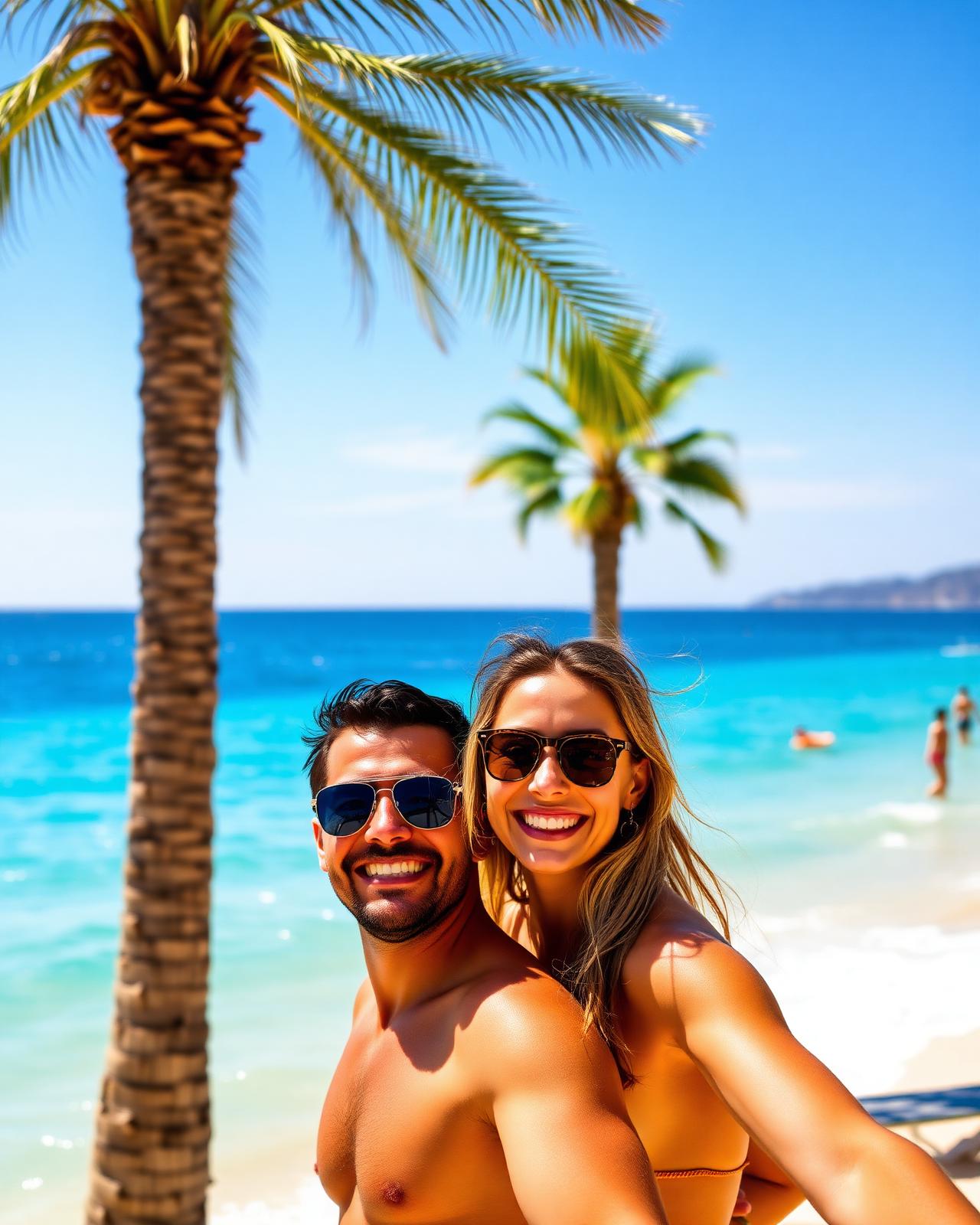 Couple enjoying a Spanish beach